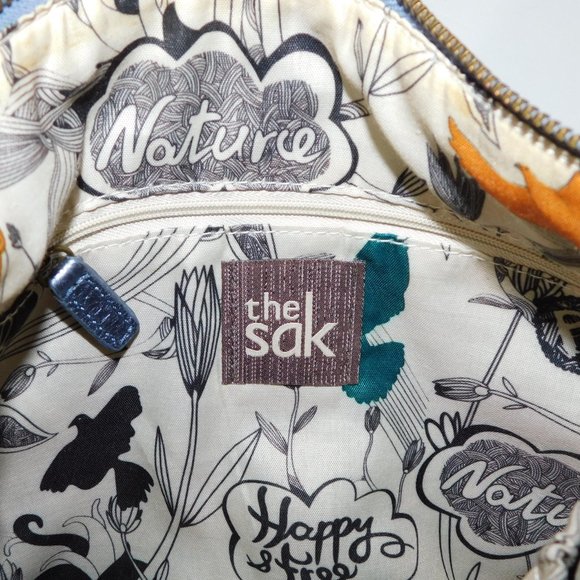 The Sak LUCIA Metallic Blue Leather Crossbody Bag Purse - Picture 6 of 9